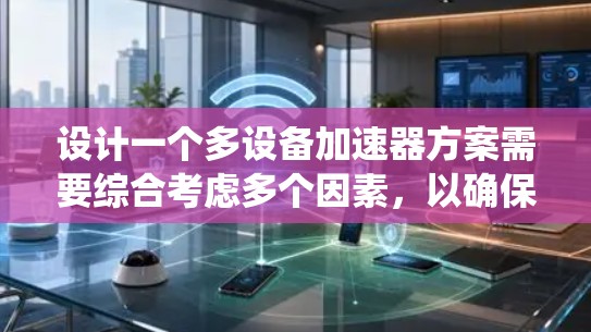 设计一个多设备加速器方案需要综合考虑多个因素，以确保在多设备环境中高效运行。以下是一个系统化的思考过程和步骤总结