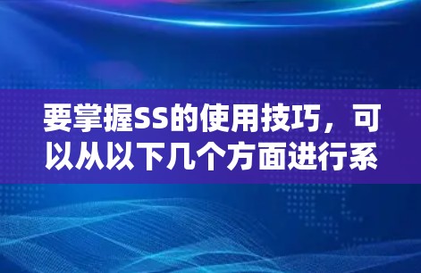要掌握SS的使用技巧，可以从以下几个方面进行系统学习和实践