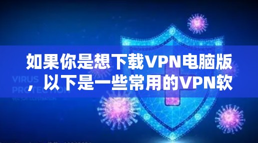 如果你是想下载VPN电脑版，以下是一些常用的VPN软件推荐，这些软件都是经过严格审核的，适合个人用户